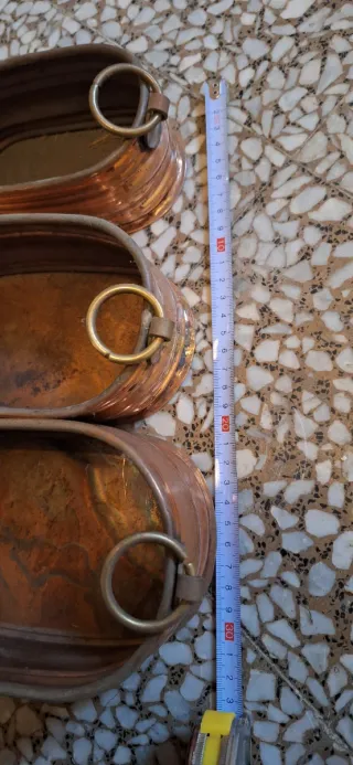 Lotto 3 contenitori in rame