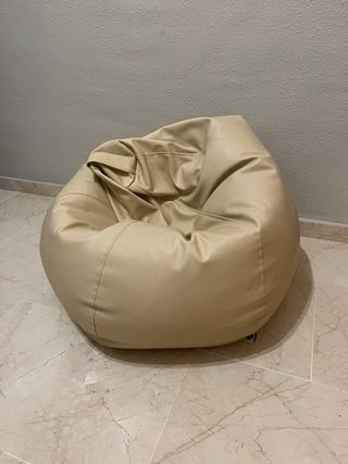 Puf Beige Piel Sintética