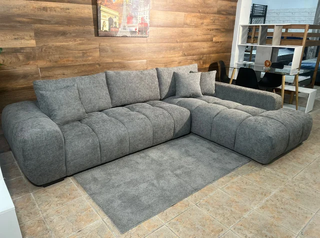 LIQUIDO!! Sofá Chaiselongue Gris Tela