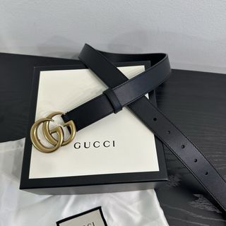 Cintura Gucci Nero con Fibbia GG Oro