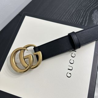 Cintura Gucci Nero con Fibbia GG Oro