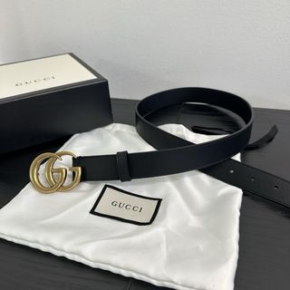 Cintura Gucci Nero con Fibbia GG Oro