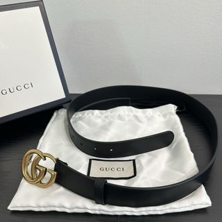 Cintura Gucci Nero con Fibbia GG Oro