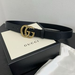 Cintura Gucci Nero con Fibbia GG Oro