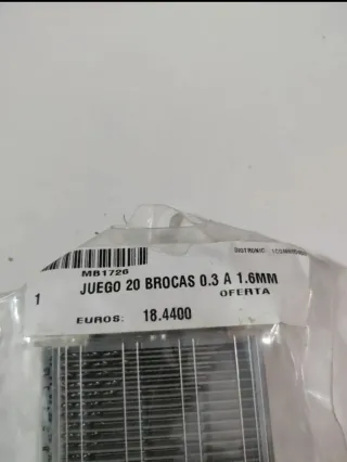 Juego 20 micro brocas HSS 0.3-1.6mm