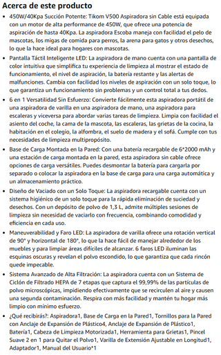 ¡¡-50%!! | Tikom V50 - Aspirador Inalámbrico