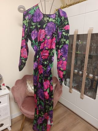 Vestido raso estampado floral