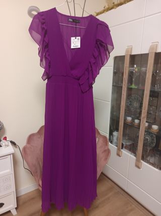 Vestido ZARA tul morado talla S