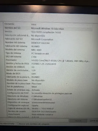 Huawei Matebook MRC-WX0 i7 8GB RAM