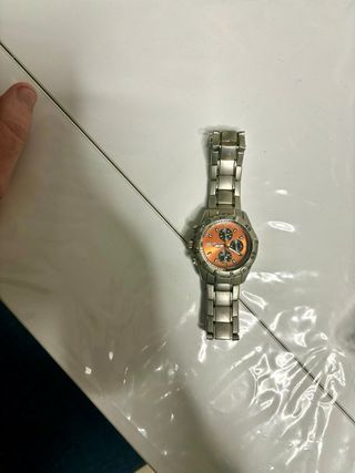 Reloj Cronógrafo Naranja y Plata