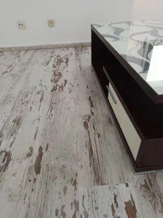 Mesa de centro cristal y madera diseño moderno