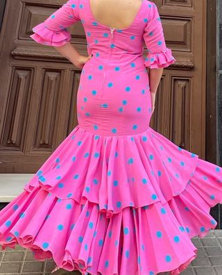 Traje de Flamenca Lunares Rosa Talla 40/42