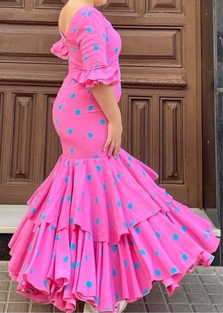 Traje de Flamenca Lunares Rosa Talla 40/42