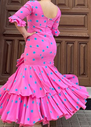 Traje de Flamenca Lunares Rosa Talla 40/42
