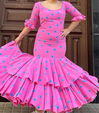 Traje de Flamenca Lunares Rosa Talla 40/42