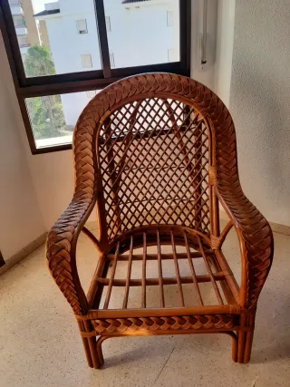 Tresillo de mimbre: 2 sillones + sofá