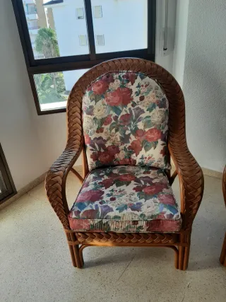 Tresillo de mimbre: 2 sillones + sofá