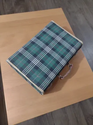 Maleta Vintage Años 40-50 Tartán Verde