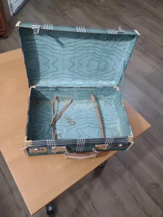 Maleta Vintage Años 40-50 Tartán Verde