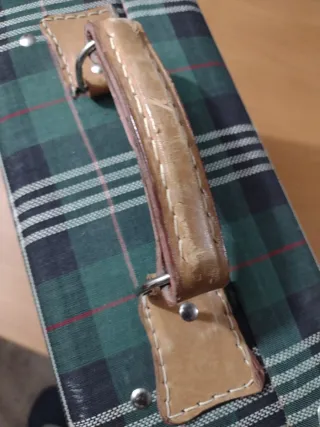 Maleta Vintage Años 40-50 Tartán Verde