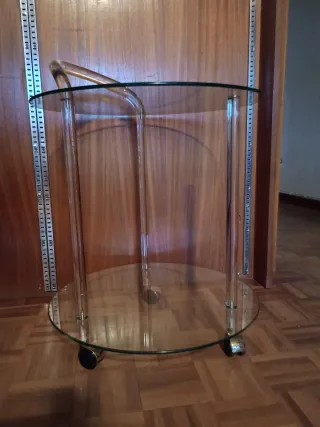 Mesa camarera cristal y metacrilato