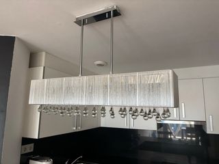 Conjunto lámparas techo cristal y metal