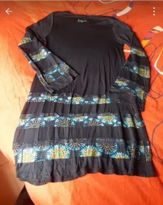 Vestido Desigual Negro Multicolor