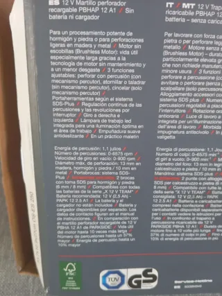 Parkside 12V Martillo Perforador Recargable