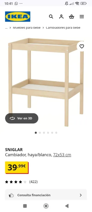 Conjunto trona evolutiva madera+cambiador Ikea