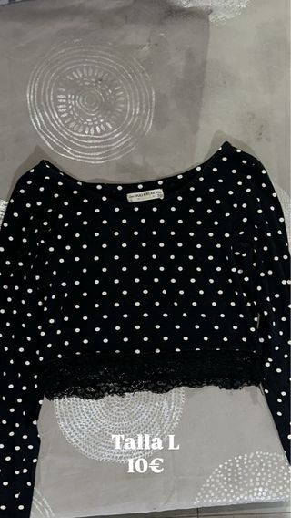 Pull&Bear Crop Top Lunares Talla L