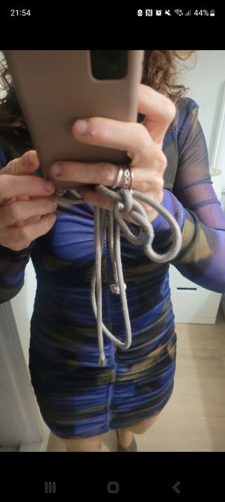 Vestito Zara in Tulle con Ruches Viola Taglia S Nuovo