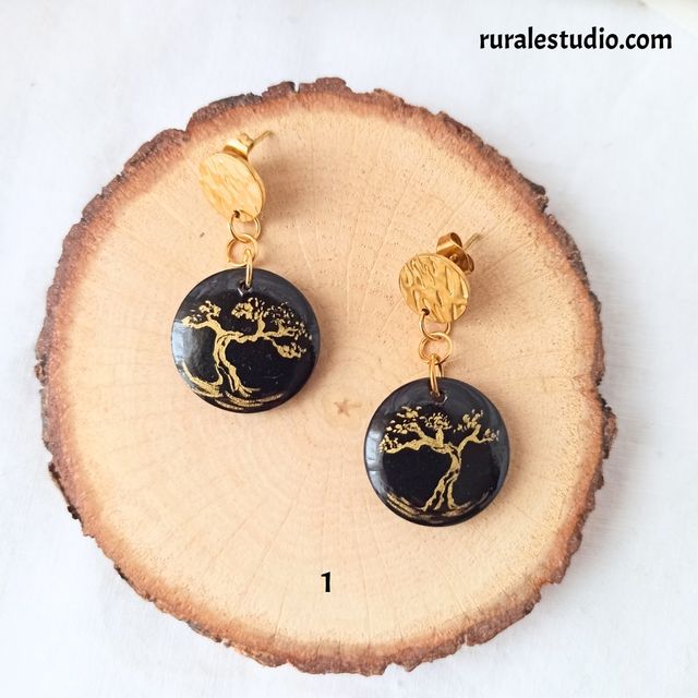 Pendientes japoneses pintados a mano