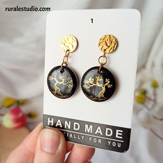 Pendientes japoneses pintados a mano