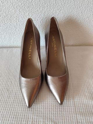 Salón stiletto piel Martinelli oro/plata