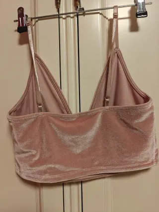 Top terciopelo rosa talla única