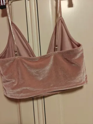 Top terciopelo rosa talla única