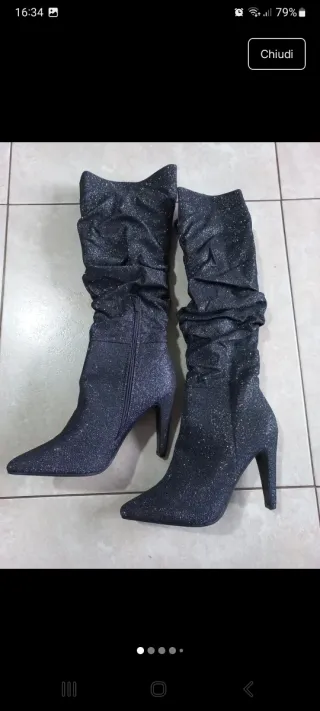 Stivali al ginocchio donna lurex