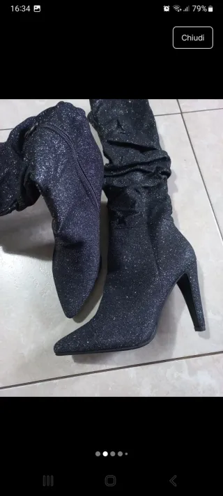 Stivali al ginocchio donna lurex