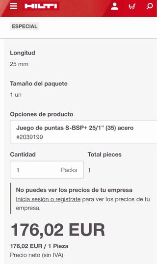 Set Brocas Hilti Pro+Steel PH PZ TX HEX