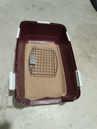 Transportín para gatos beige y rojo