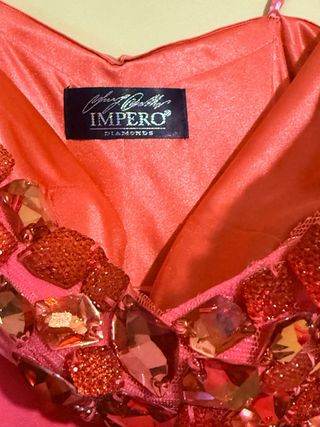 Abito donna con strass arancioni e rosa