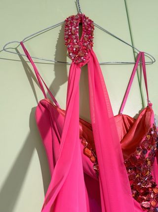 Abito donna con strass arancioni e rosa