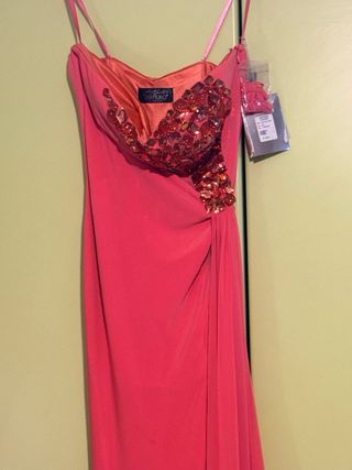 Abito donna con strass arancioni e rosa