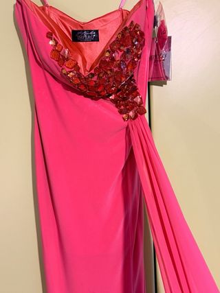 Abito donna con strass arancioni e rosa