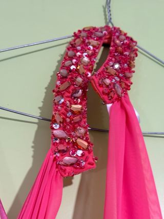 Abito donna con strass arancioni e rosa