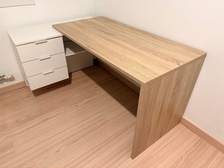 Mesa de escritorio moderna madera y blanco