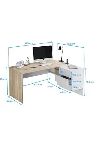 Mesa de escritorio moderna madera y blanco