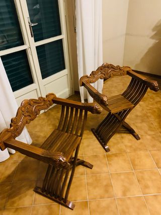 Coppia Sedie Savonarola in Legno