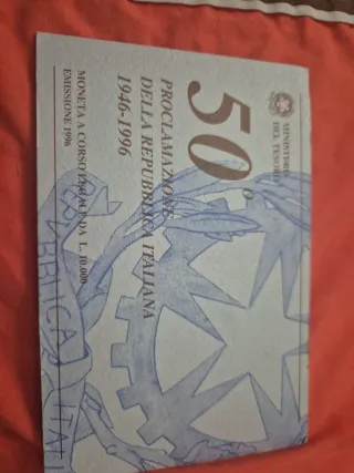 Moneda 10000 Liras Plata 835 22g 50 Aniversario Re