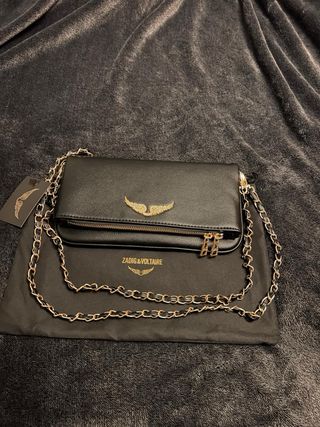 Bolsa Zadig & Voltaire preta com detalhes dourados